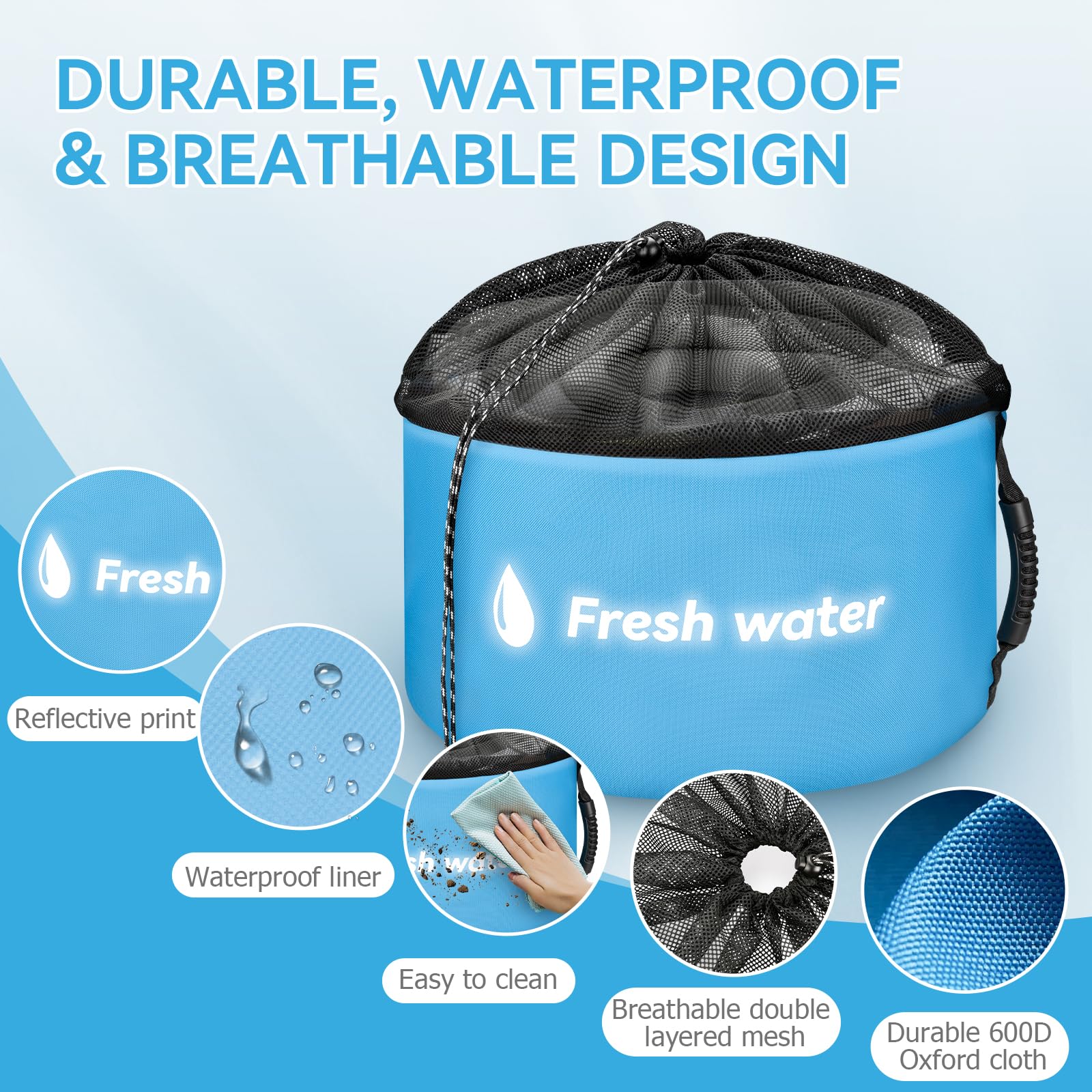 Tecreddy open bag showing PVC waterproof liner keeping contents dry benefit