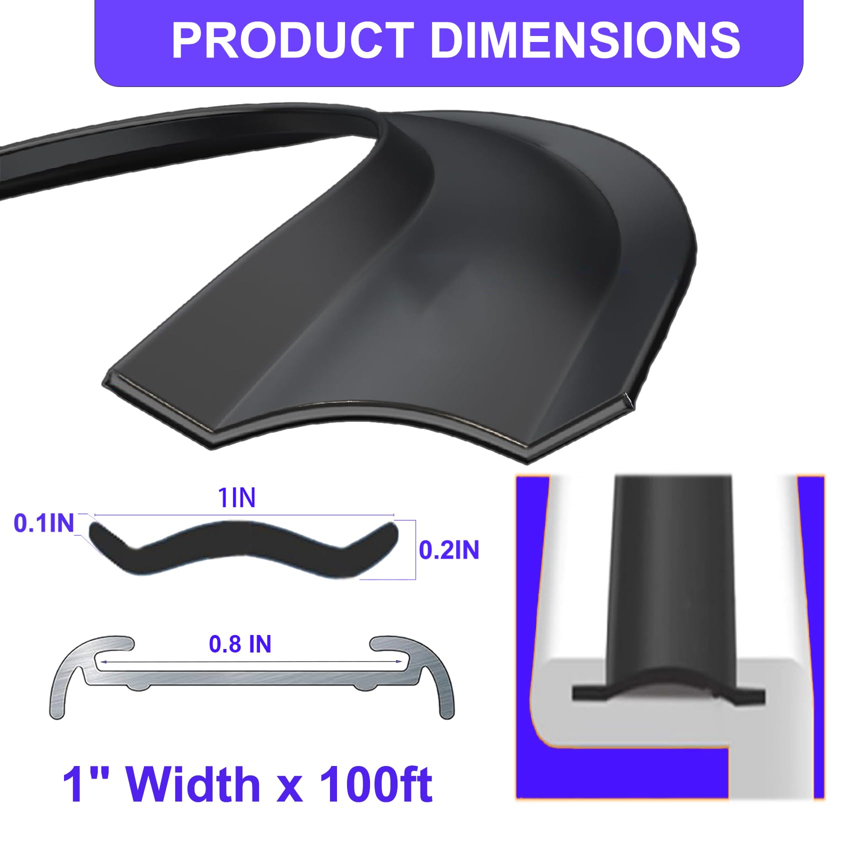 TeegRoow edge profile closeup highlighting flexible 1-inch fit for gutters