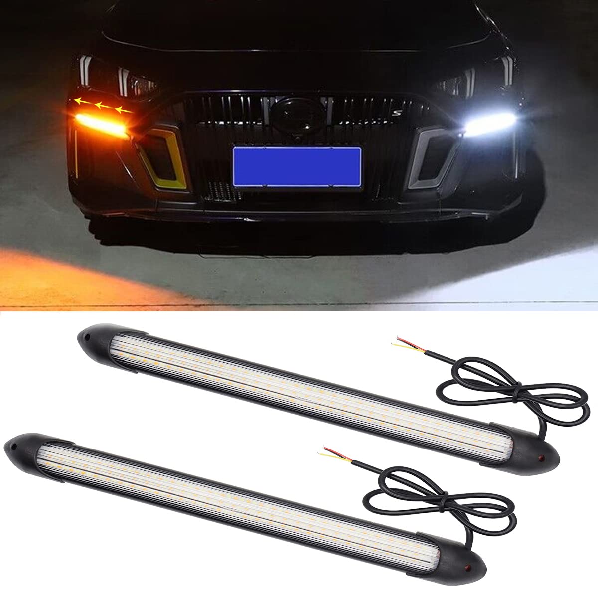TEKSHINNY front-mounted pair showing modern DRL styling and improved visibility