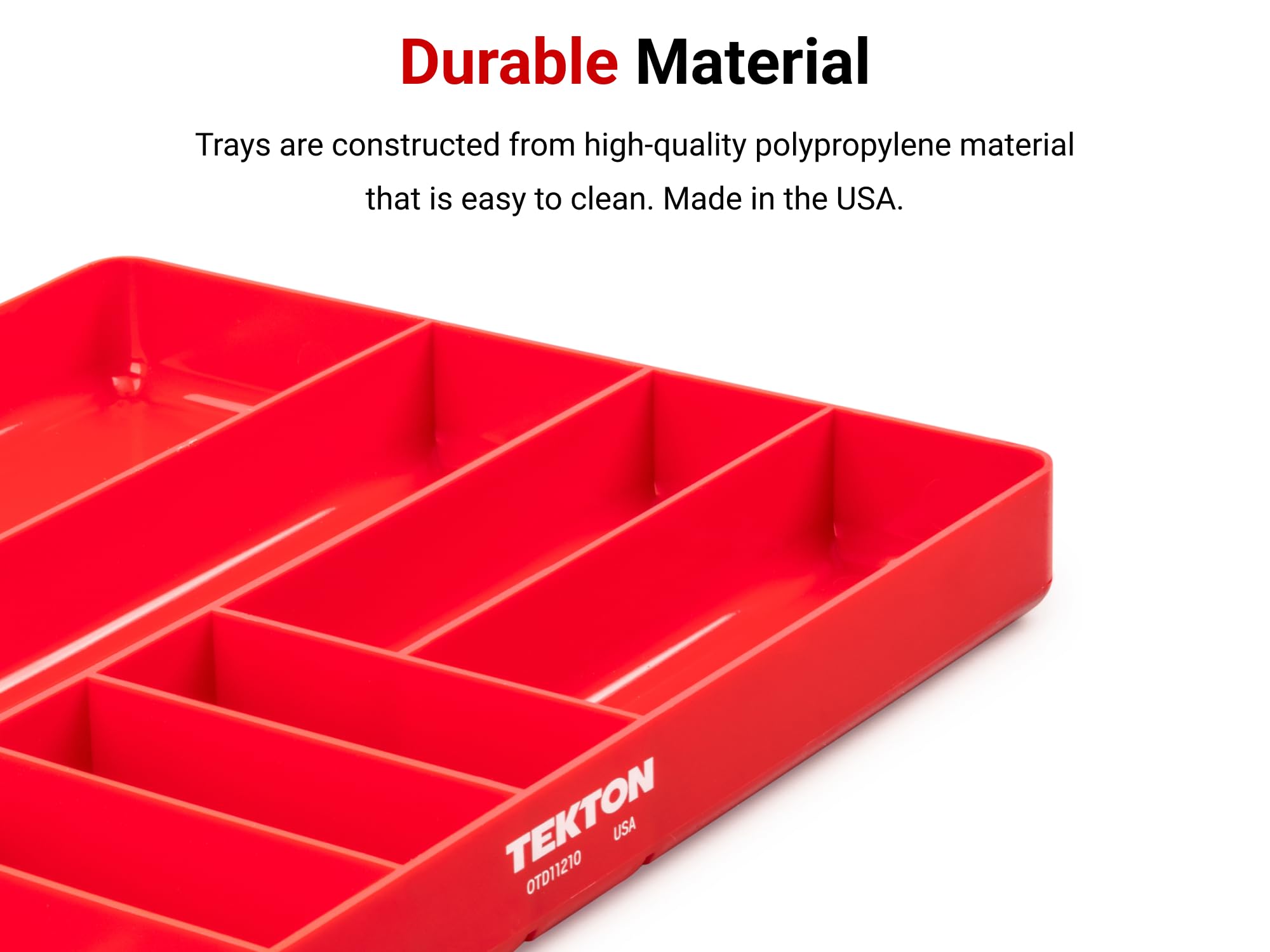 TEKTON low-profile tray fitted inside shallow drawer maximizing storage space