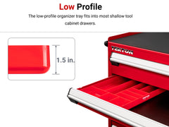 TEKTON tray compartment layout highlighting varied sizes for parts separation