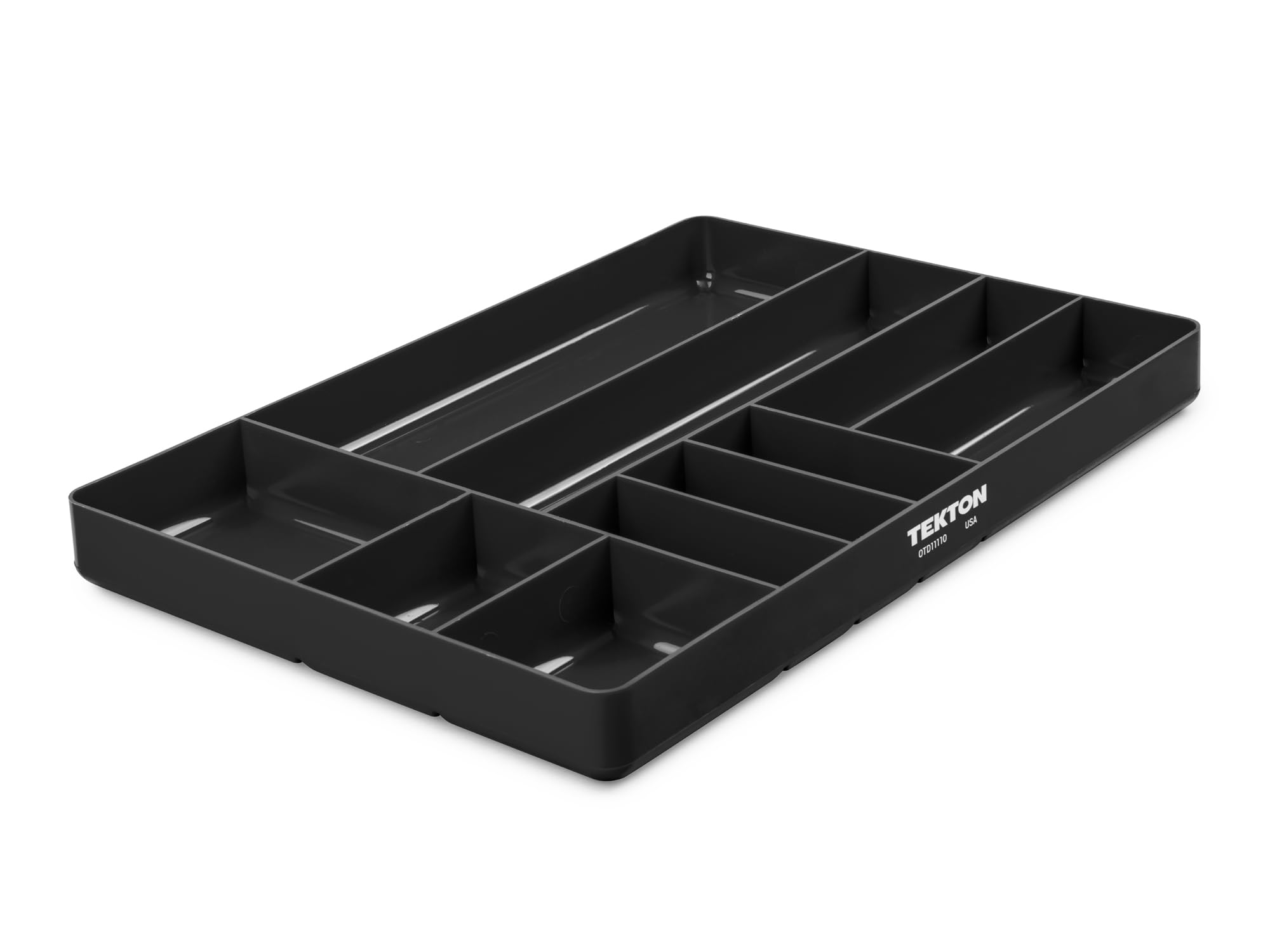 TEKTON front view of 10-compartment tray showing organized layout and durability