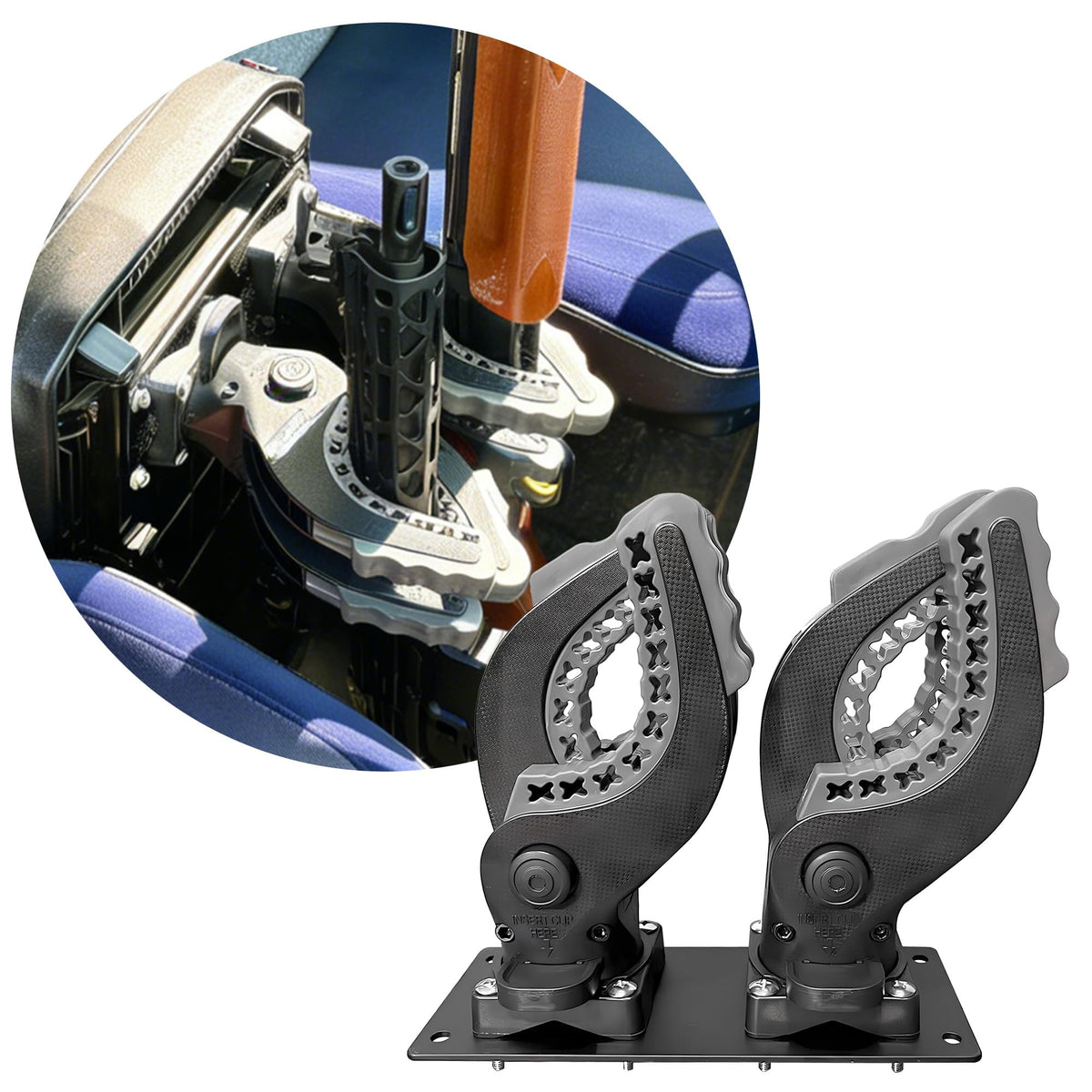 telfair front view of under-seat gun rack showing low-profile design and space saving