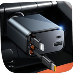 Temdan front view of charger showing ports and compact design for fast charging
