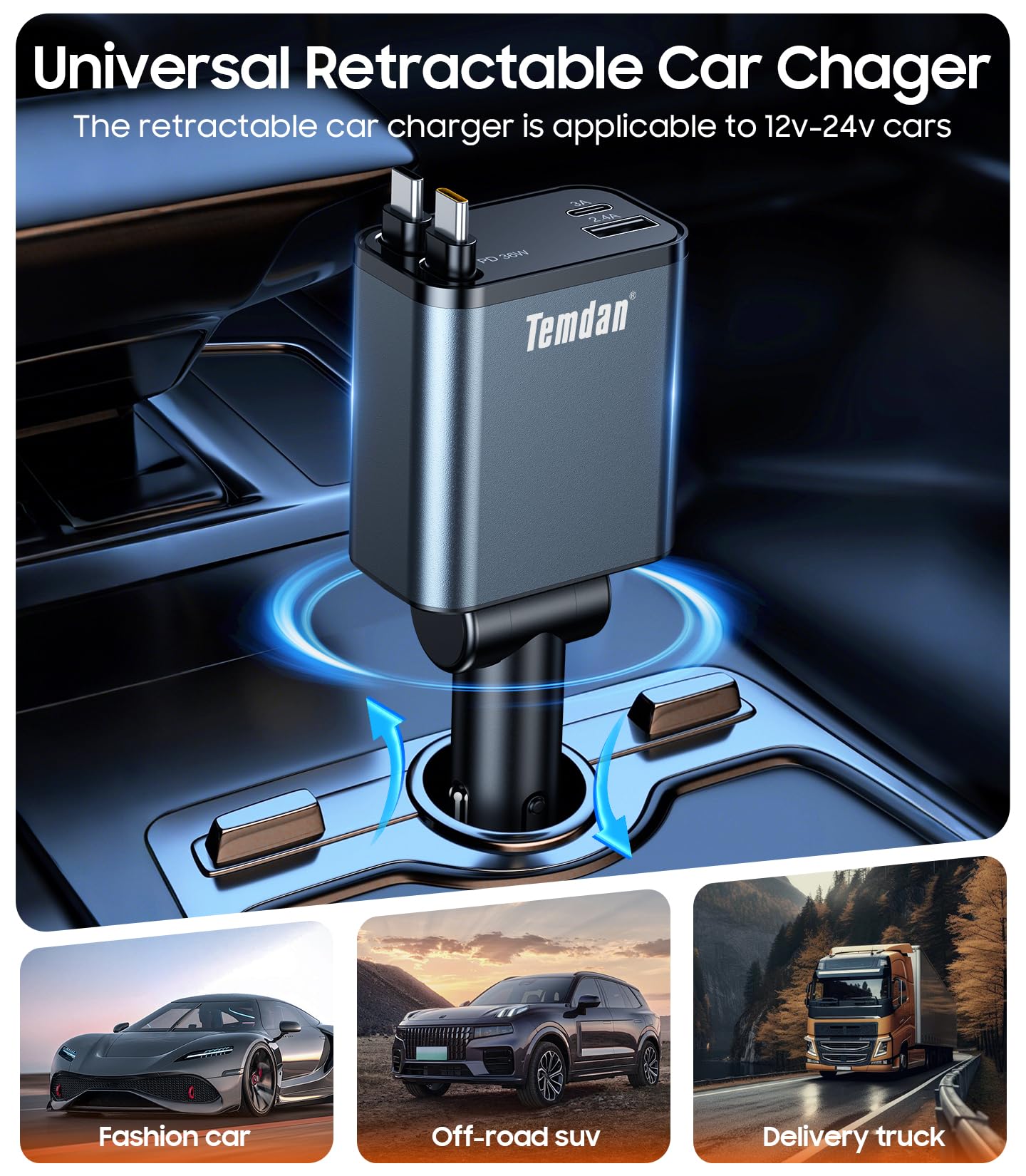 Temdan installed in a car dashboard demonstrating compact fit and space saving