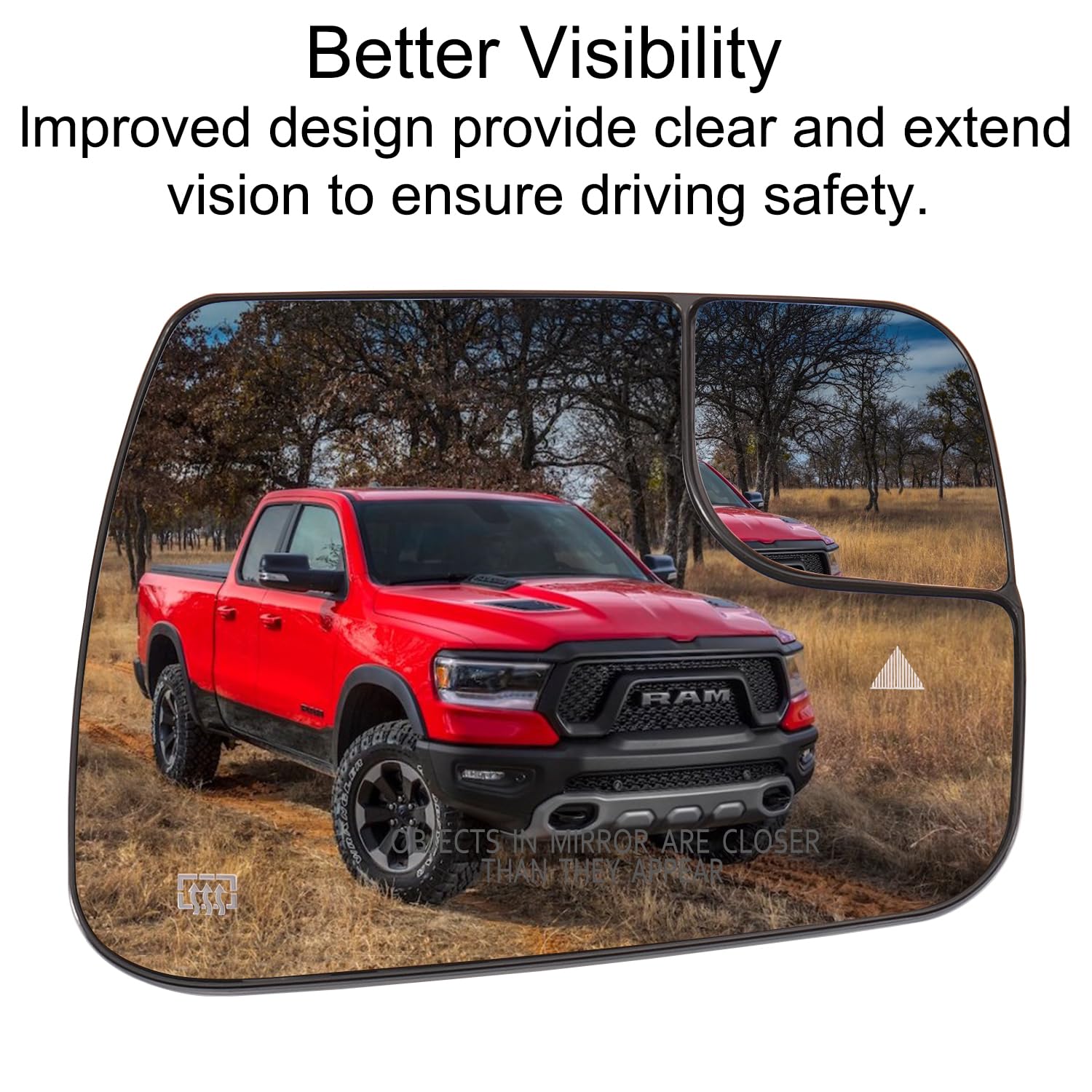 Tempsnow passenger mirror mounted on Ram 1500 demonstrating restored appearance