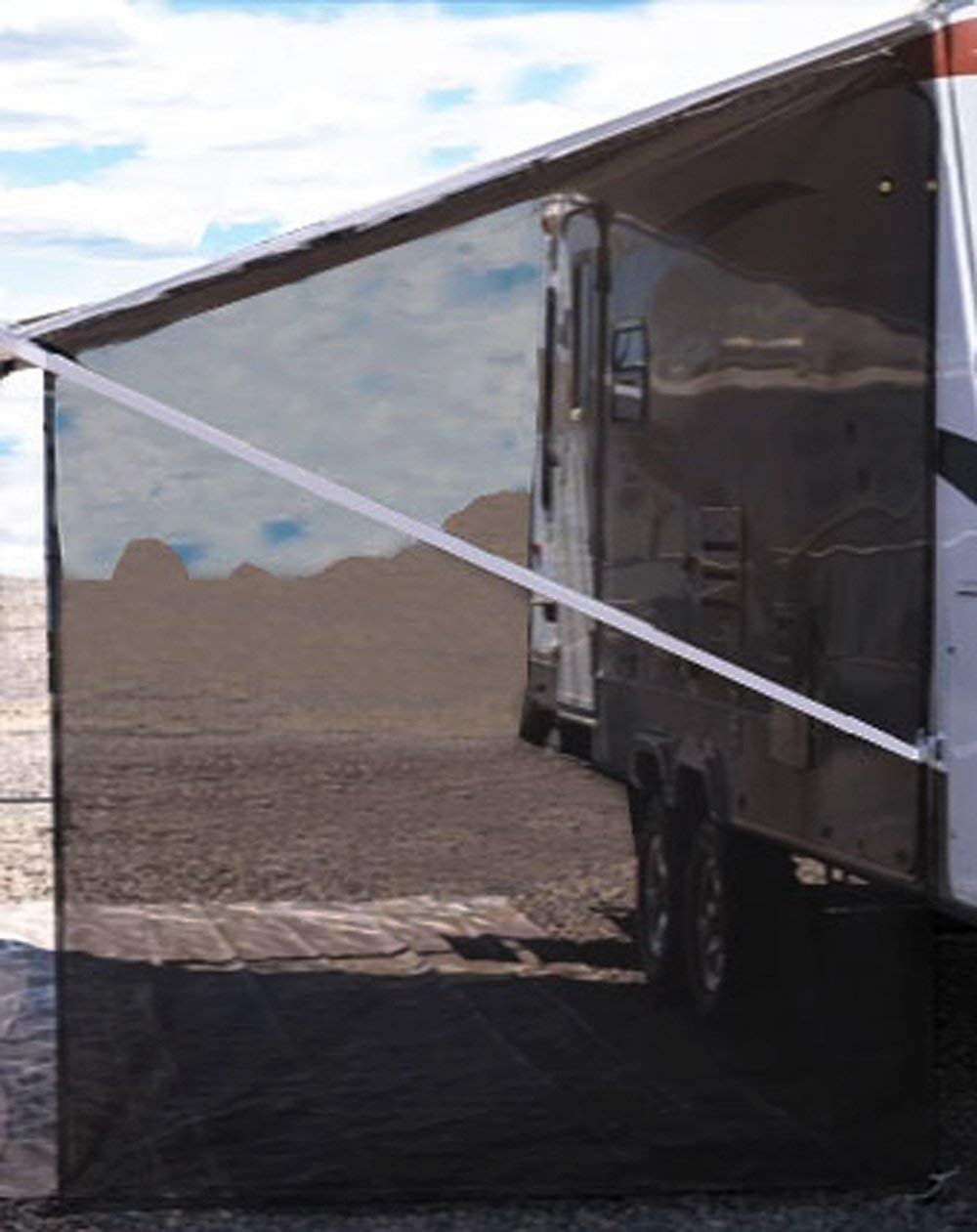 Tentproinc front view of awning side panel showing shade and fit benefit