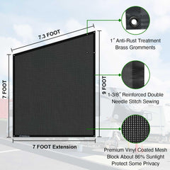 Tentproinc installed on motorhome side creating protected outdoor space