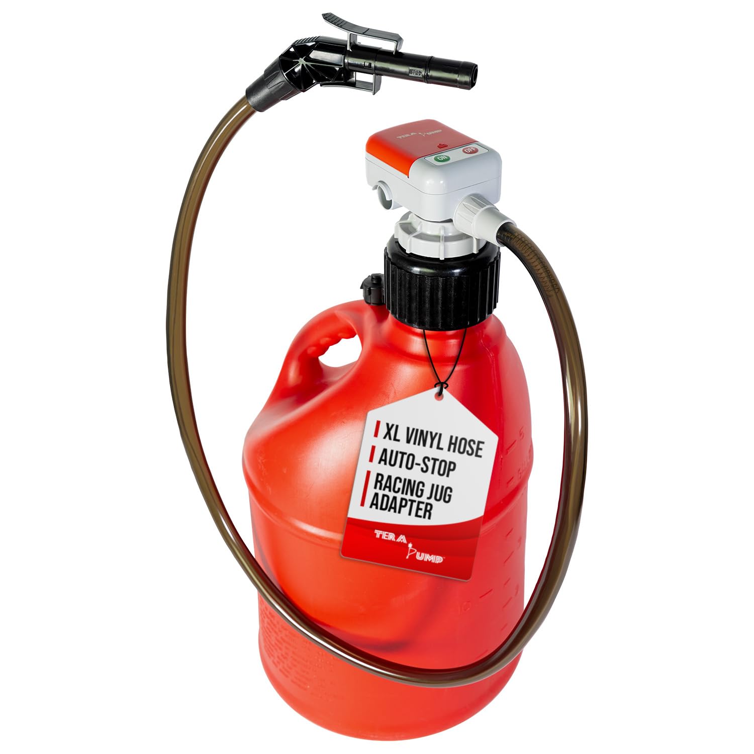 TERA PUMP front view showing compact pump and benefits of portability