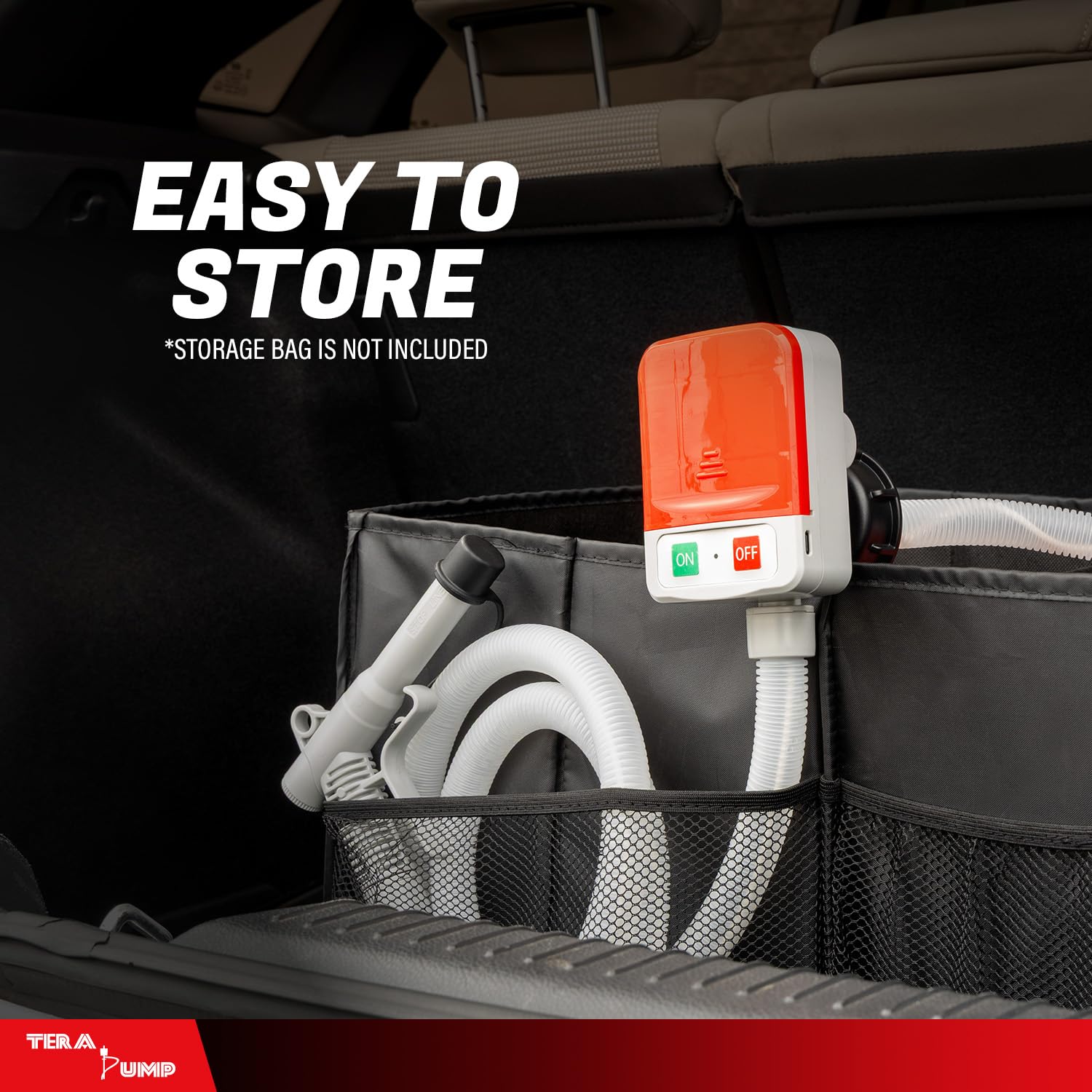 TERA PUMP stored with nozzle cap showing tidy, clean storage benefit