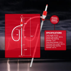 TERA PUMP telescopic tube joint detail demonstrating adjustable length for fitting drums