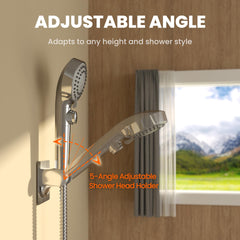 Terapaton 59-inch hose attached to faucet showing flexible reach across shower