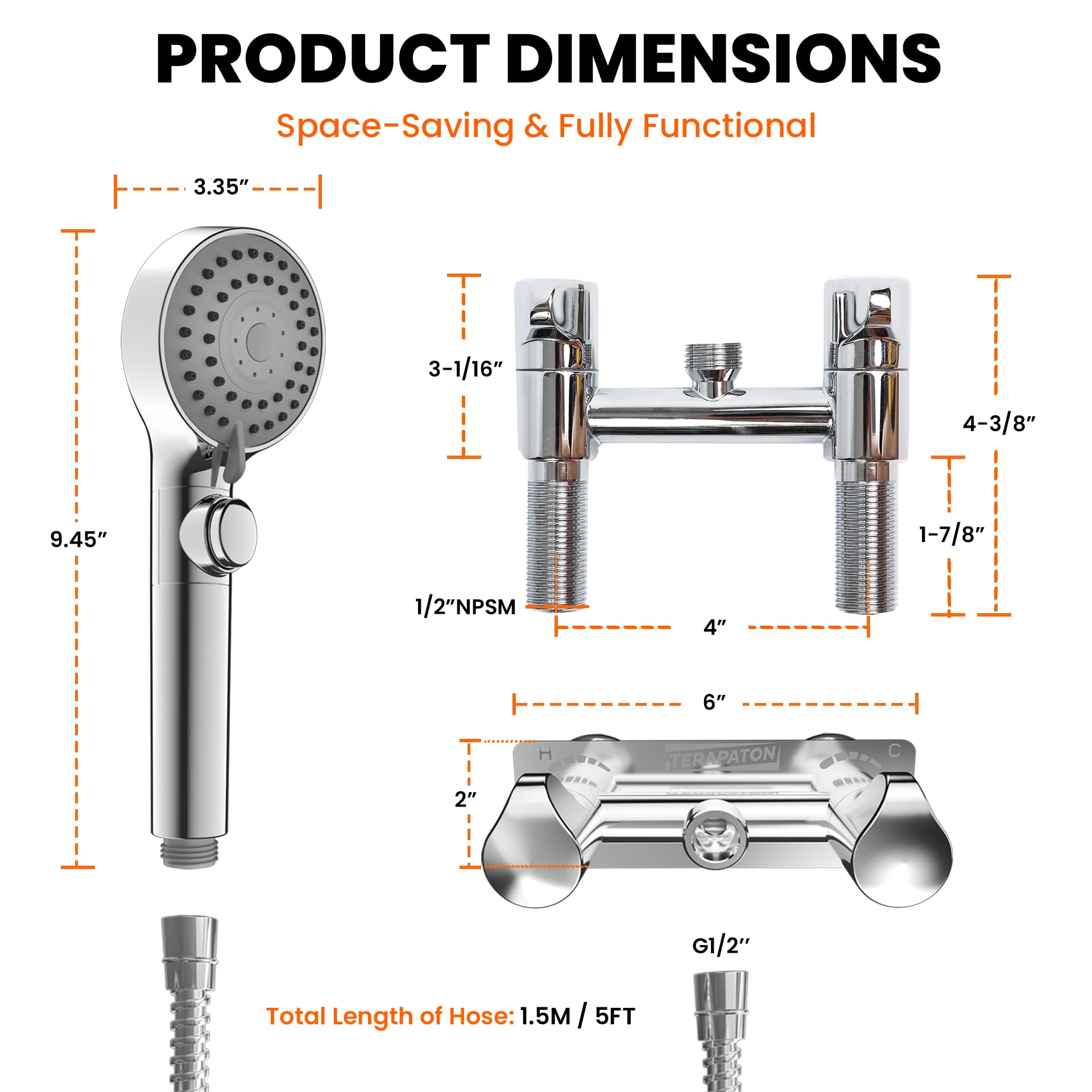 Terapaton dual-handle controls showing precise temperature adjustment for comfort