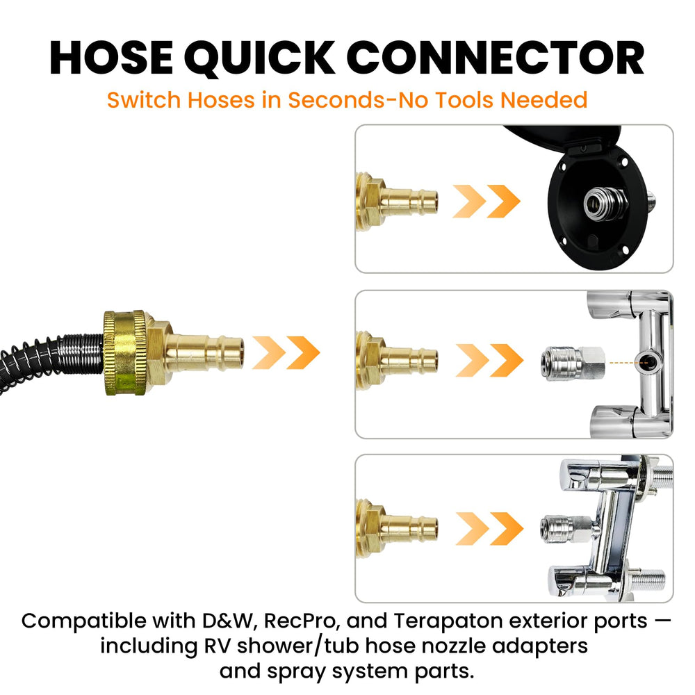 Terapaton coiled hose suspended off ground preventing dirt pickup