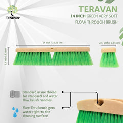 Teravan brush attached to a flow-through pole cleaning a vehicle efficiently