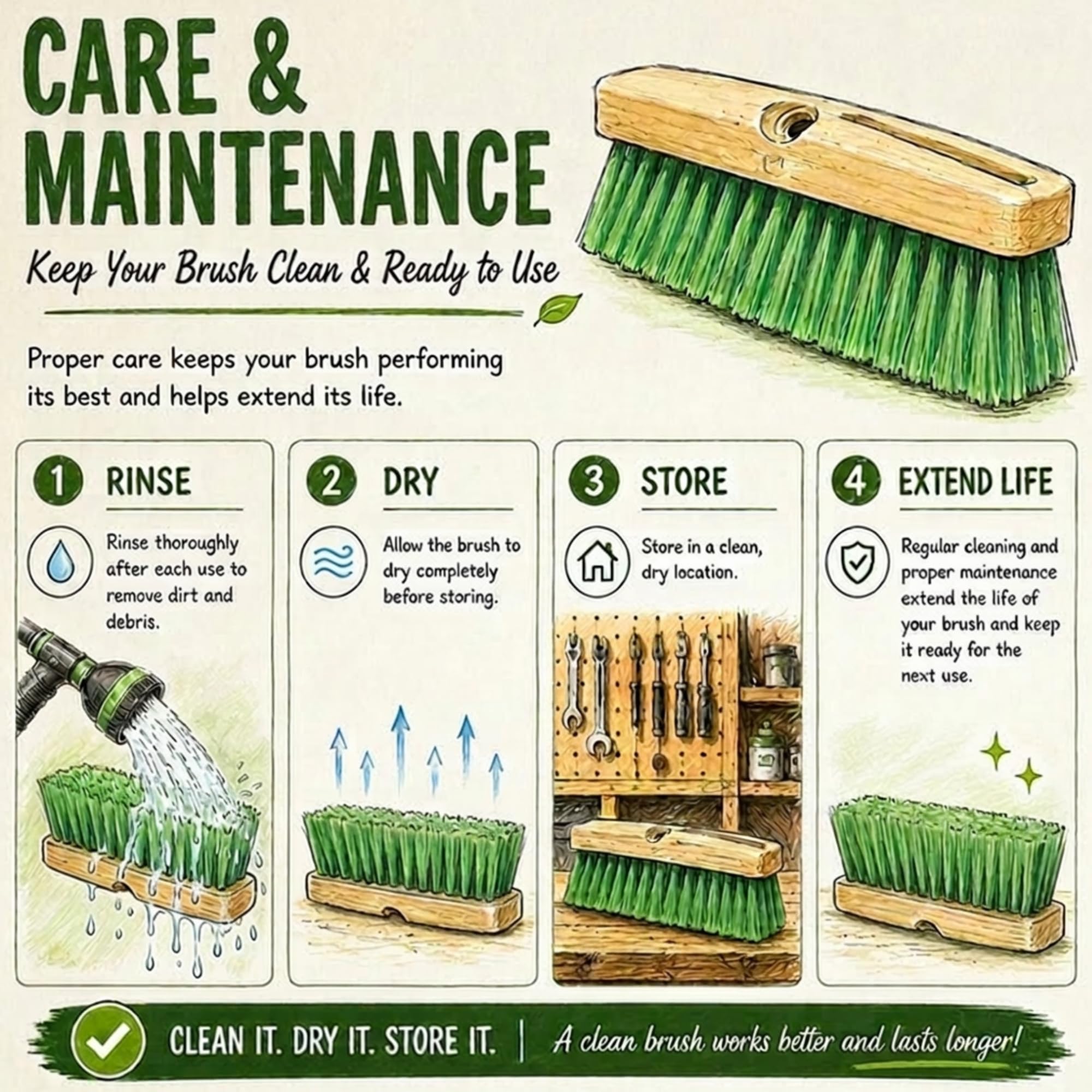 Teravan brush used on driveway and deck highlighting multi-surface versatility and efficient cleaning