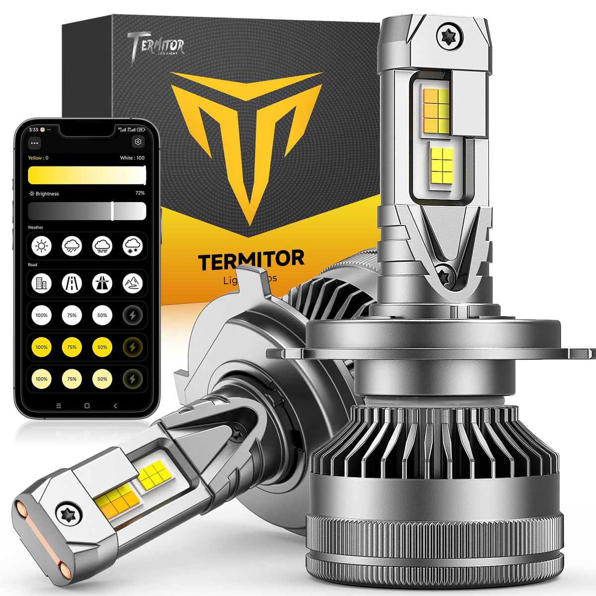 Termitor front view of bulb pair showing plug and lens for quick installation