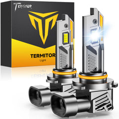 Termitor front packaging showing 9005 HB3 pair and quick benefits