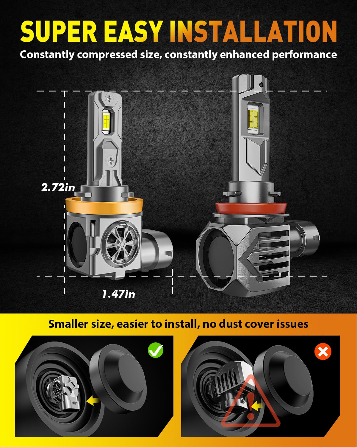 Termitor bulb next to halogen for size comparison demonstrating easy installation