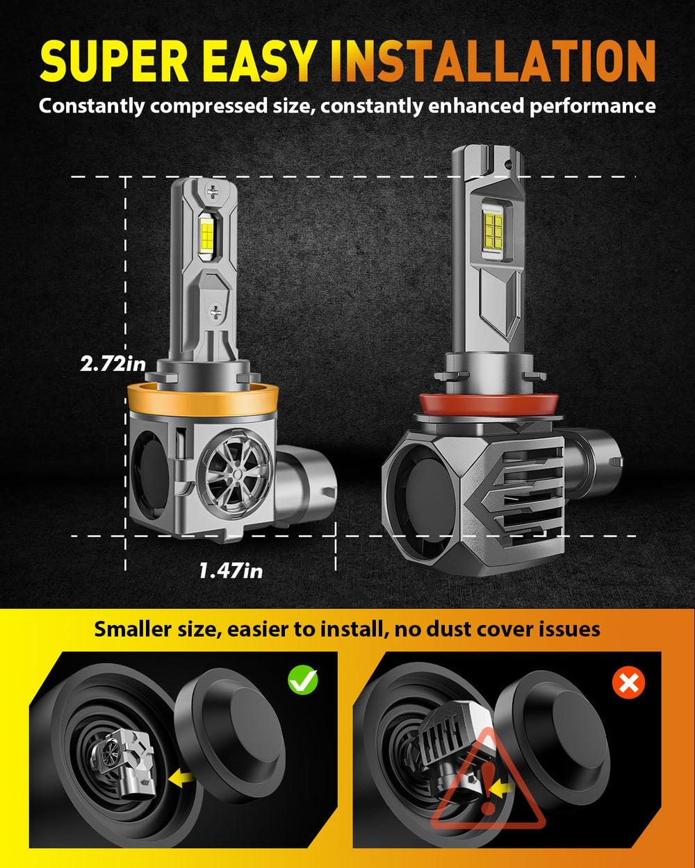 Termitor bulb next to halogen for size comparison demonstrating easy installation