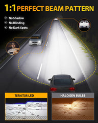 Termitor installed in headlight projecting clear 6500K white beam for visibility