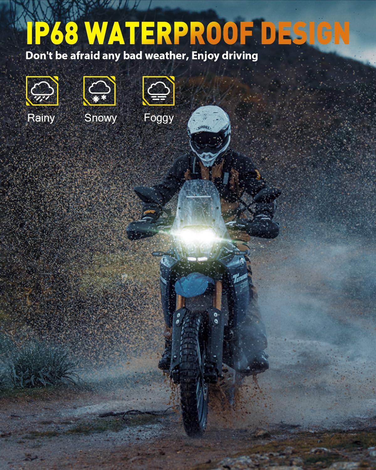 Termitor on a nighttime ride showing enhanced visibility and clarity