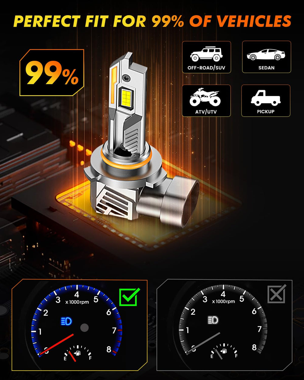 Termitor LED vs halogen comparison showing brighter, clearer light