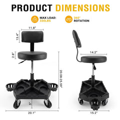TEROMAS backrest detail showing lumbar contour — improved posture while working