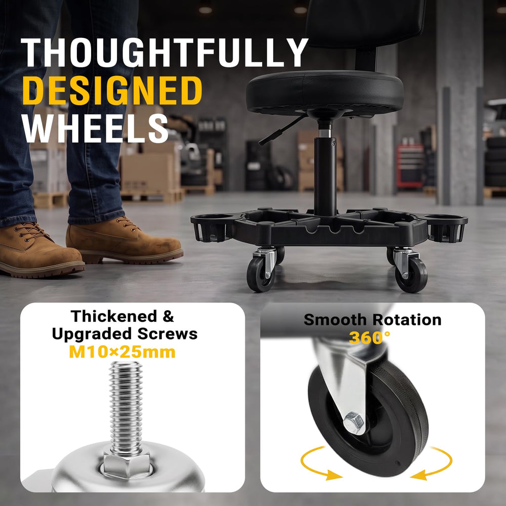 TEROMAS four 4-inch non-marring casters and M10×25mm hardware — smooth floor-safe rolling