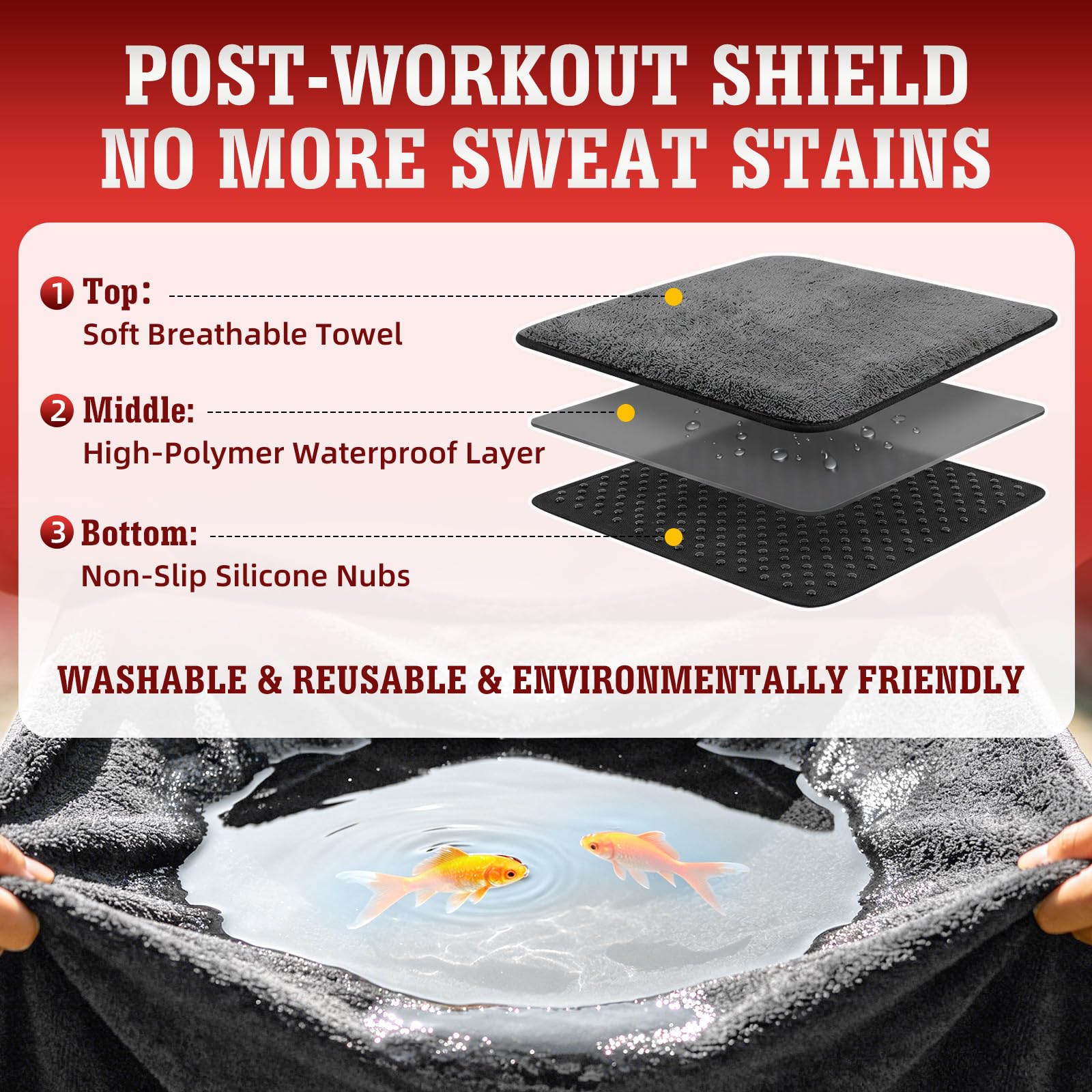 TESFEEL in use after gym ride protecting seat from sweat and moisture