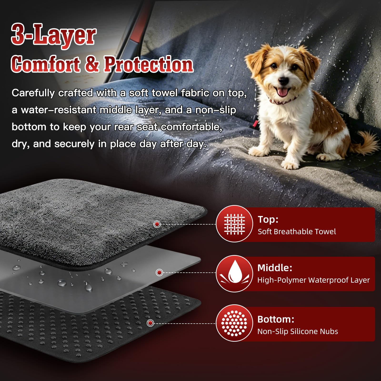TESFEEL waterproof inner layer detail protecting upholstery from spills