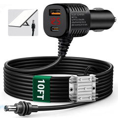 TESKKR adapter front view showing cigarette lighter plug and rugged housing for reliable power