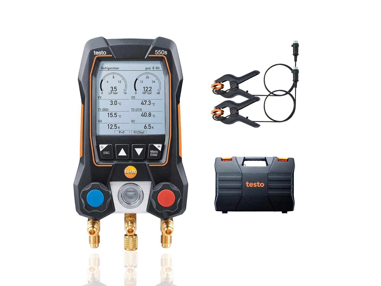 Testo 550s front display showing readings and clear controls for fast diagnostics