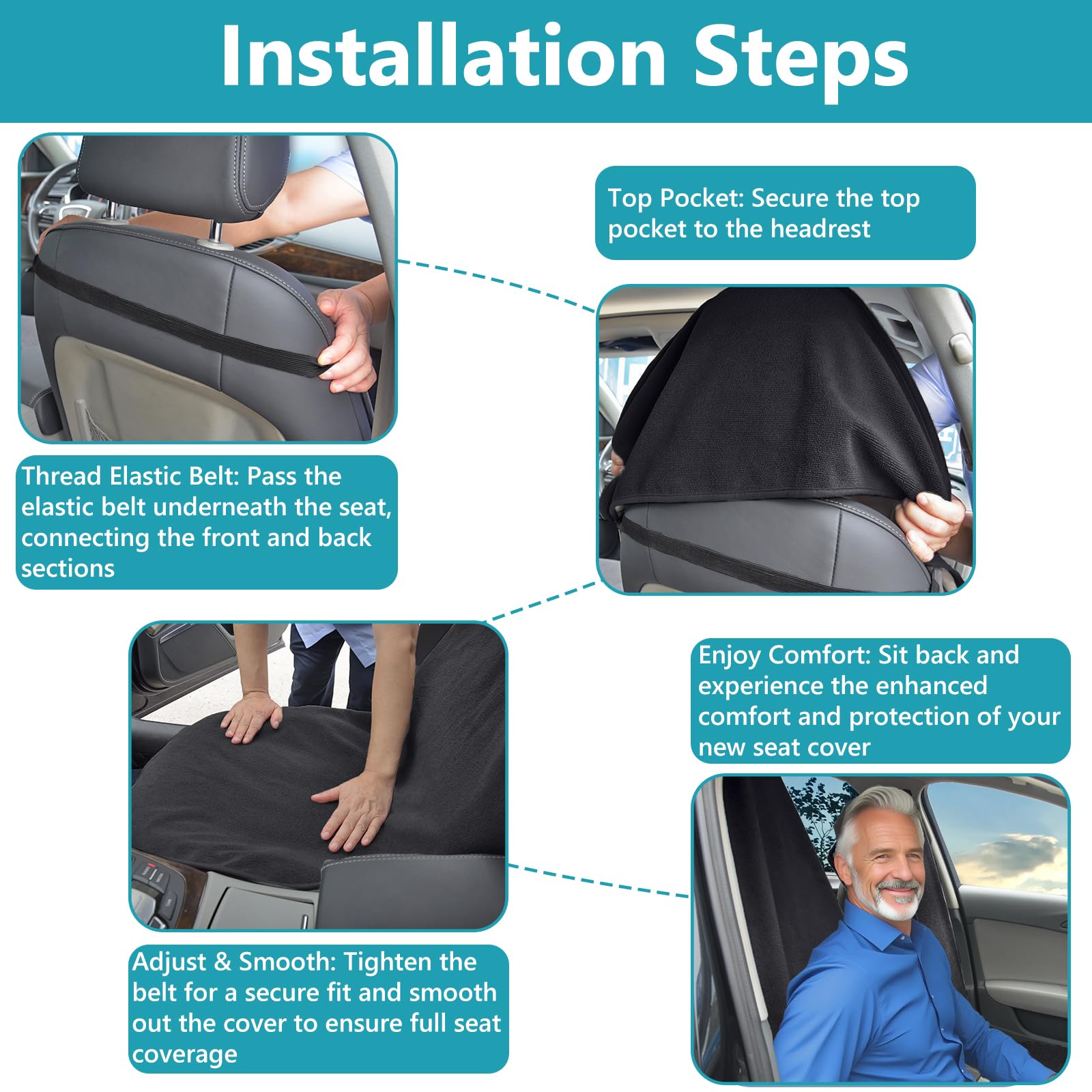 Teuaktty label and elastic strap detail for quick secure installation
