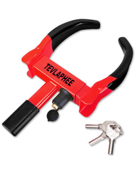 Tevlaphee front view of wheel lock showing bright color and deterrent benefit