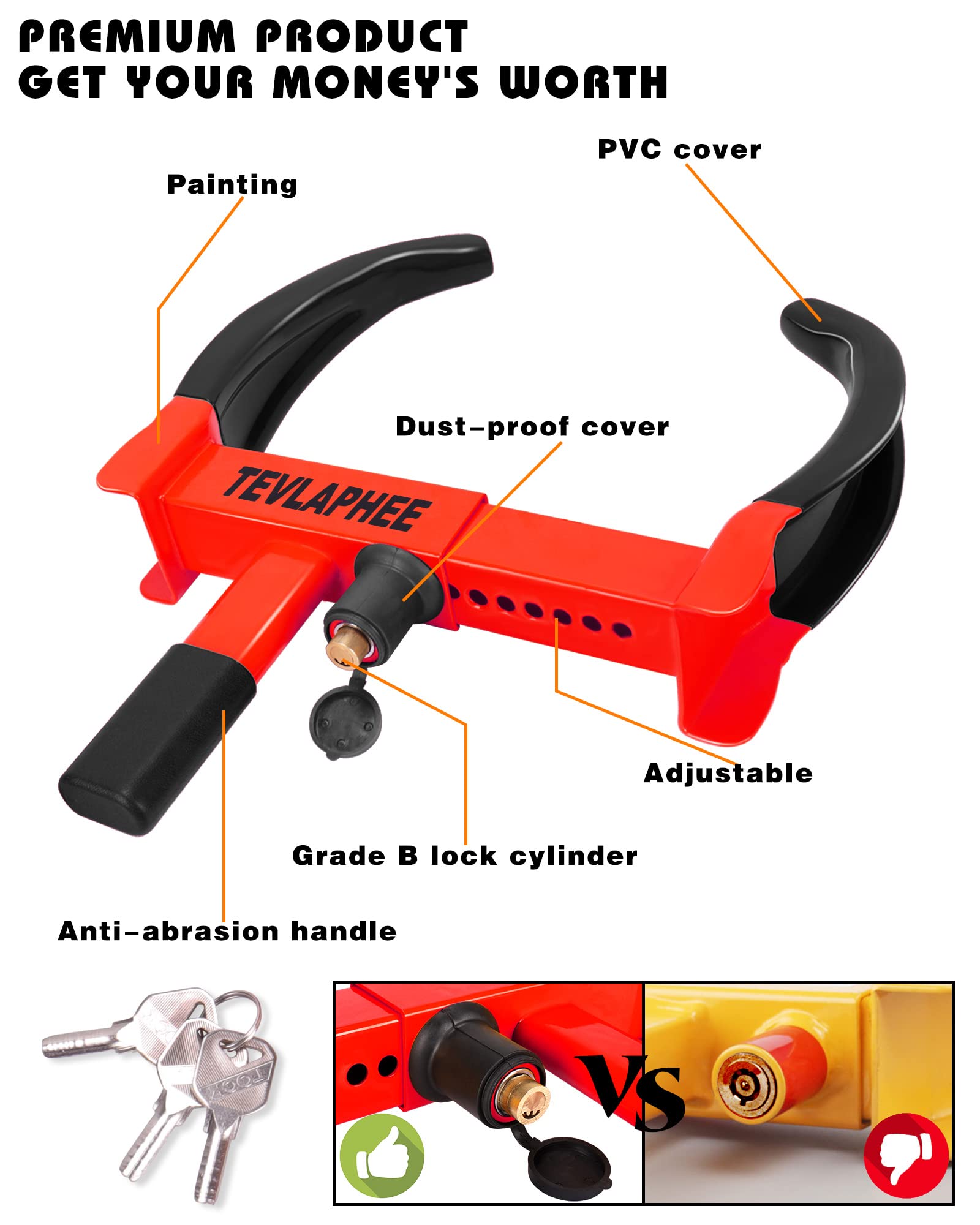 Tevlaphee lock cylinder and three keys detail for reliable access backup