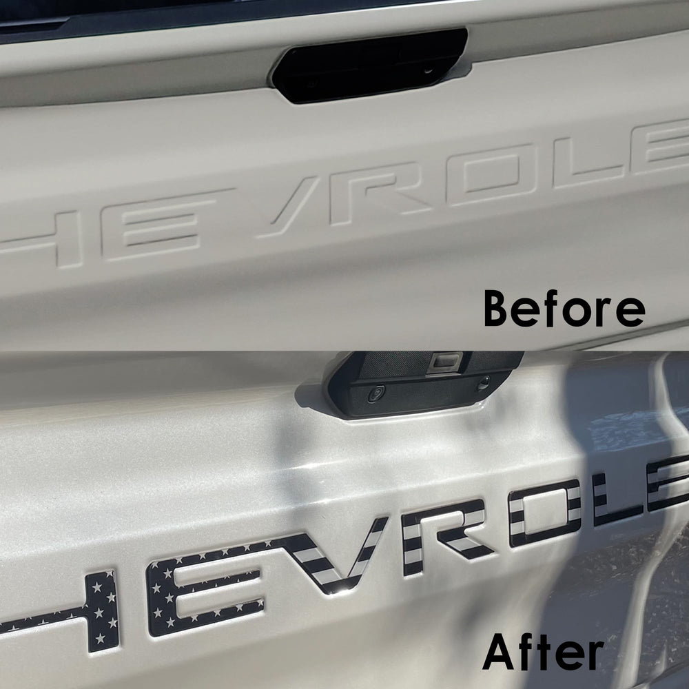 Texflic installed on Silverado tailgate in lifestyle scene showing quick visual upgrade benefit
