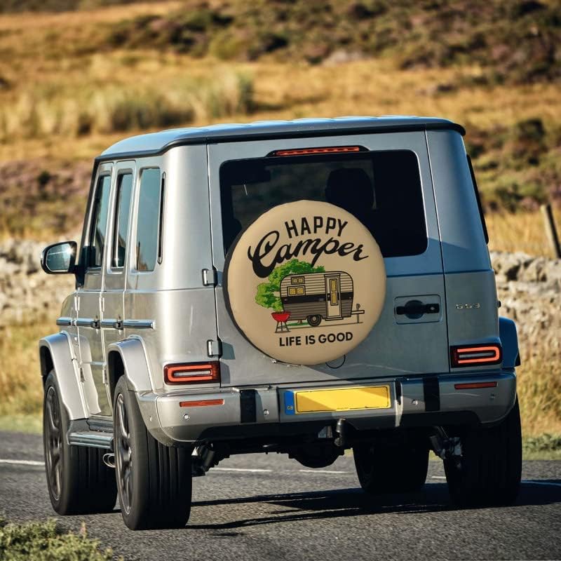 TGKBRMEA camper lifestyle image showing protected spare during road trip