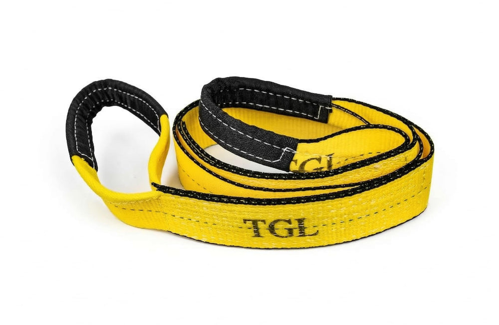 TGL front view of strap showing bright yellow webbing and black loops for quick identification