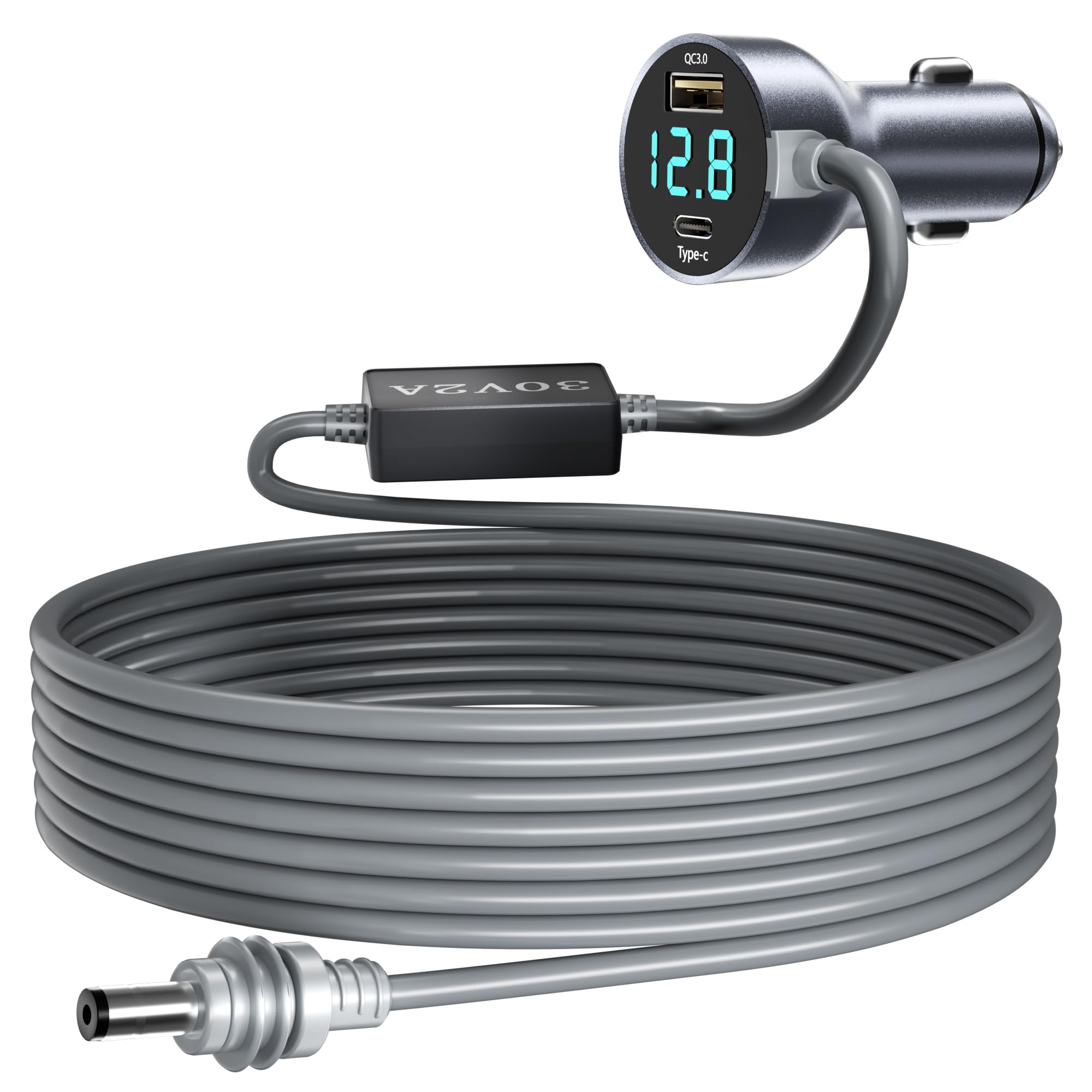 THALASSOTECH front view of adapter showing cigarette lighter plug and compact body, convenient power solution