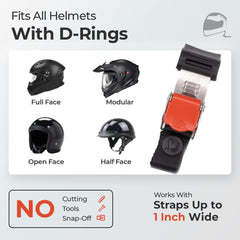 The Helmet Shop close-up of ratchet teeth demonstrating smooth gloved operation and durability