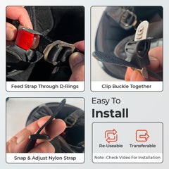The Helmet Shop side profile installed on strap showing reversible fit and improved comfort