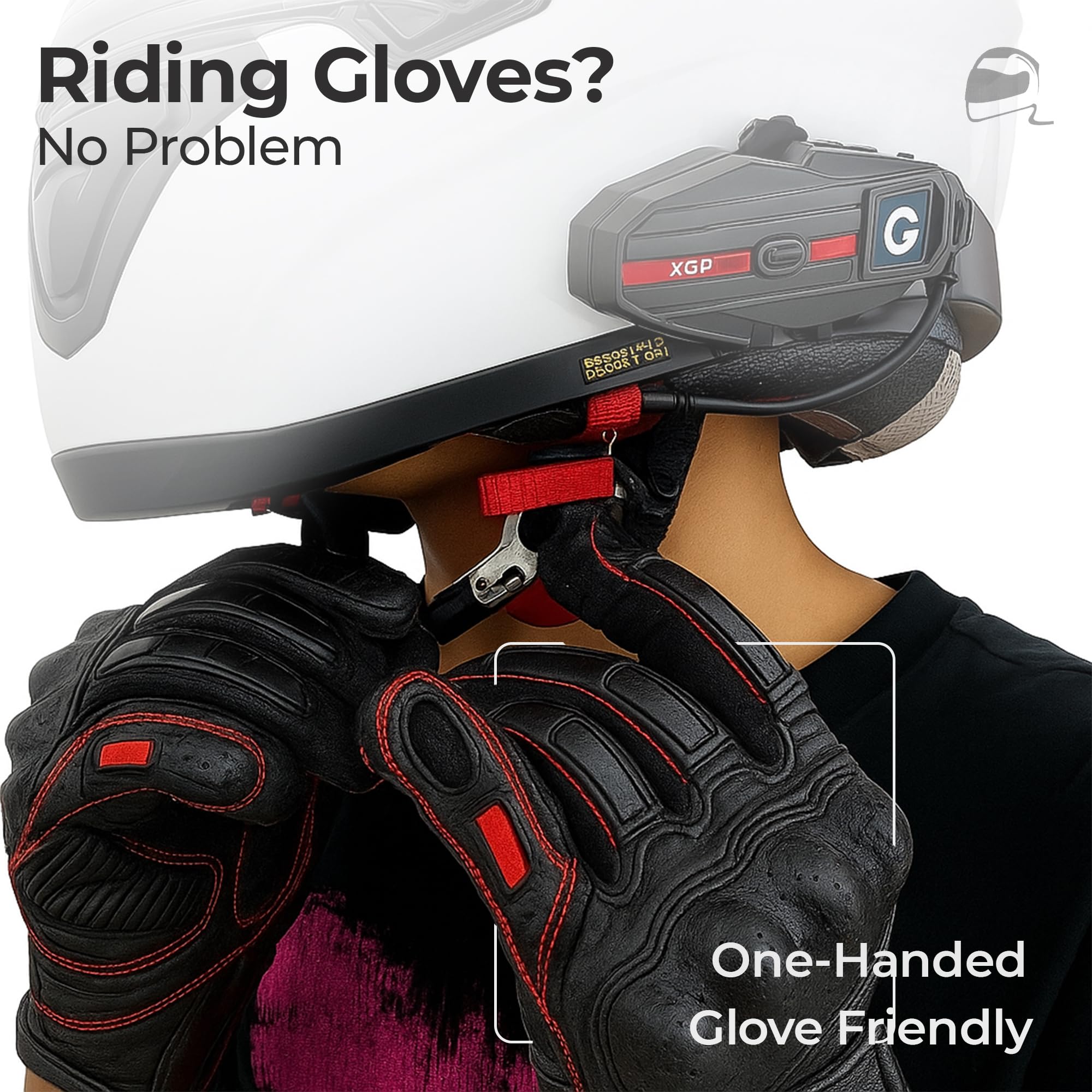 The Helmet Shop label and material markings highlighting stainless steel build and strength