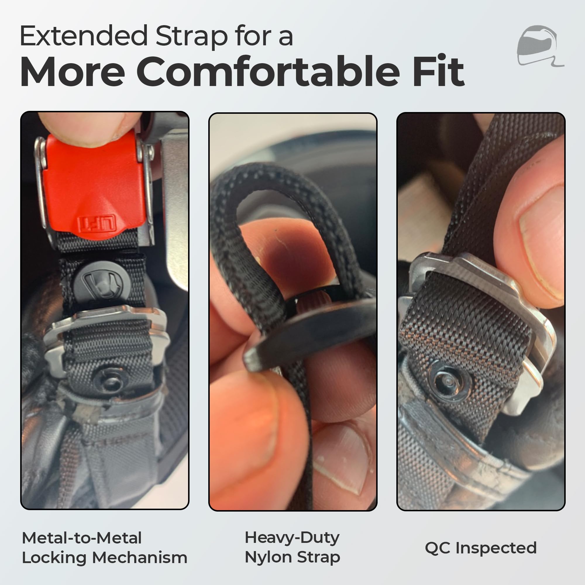 The Helmet Shop lifestyle rider fastening helmet showing quick one-handed use while riding