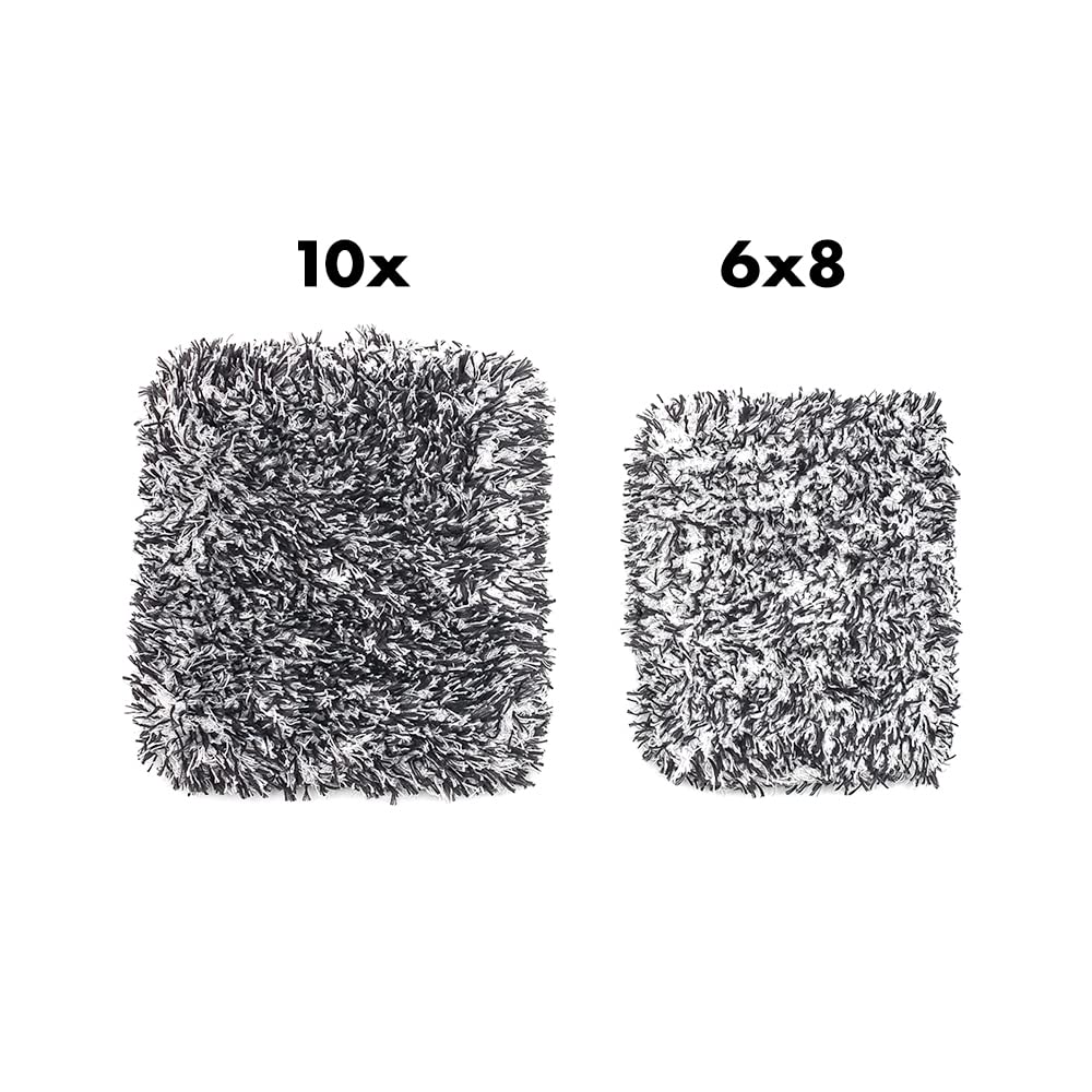 The Rag Company rinsed mitt and pad showing easy-release of dirt and quick-clean benefit