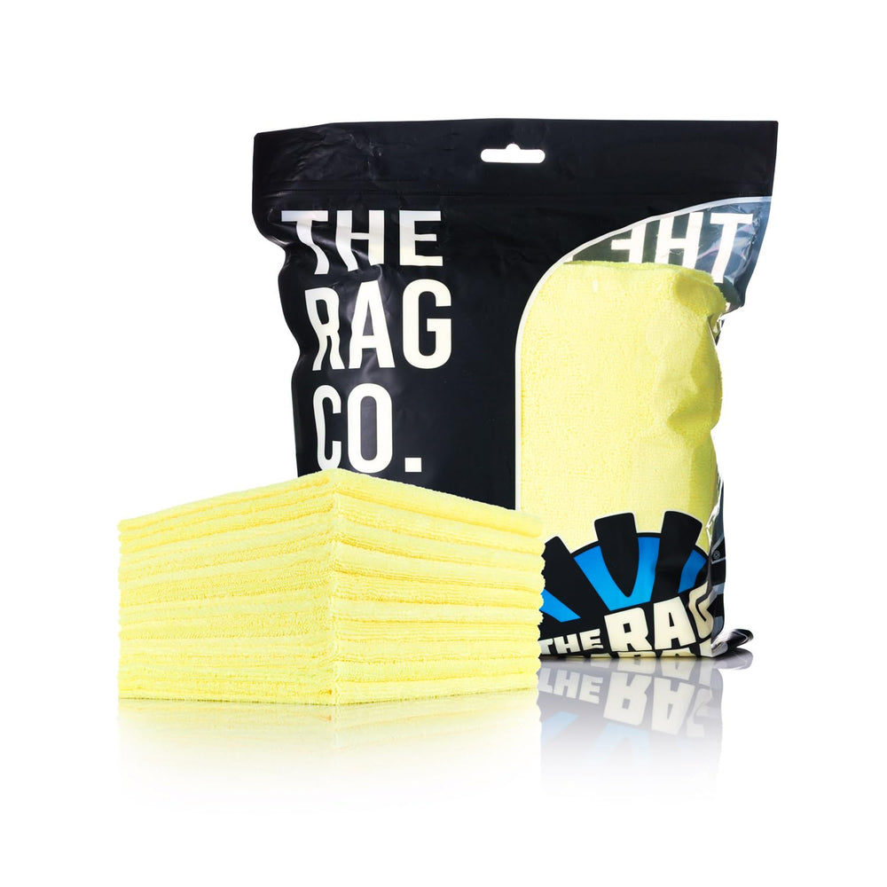 The Rag Company towel cleaning glass for clear, lint-free mirrors