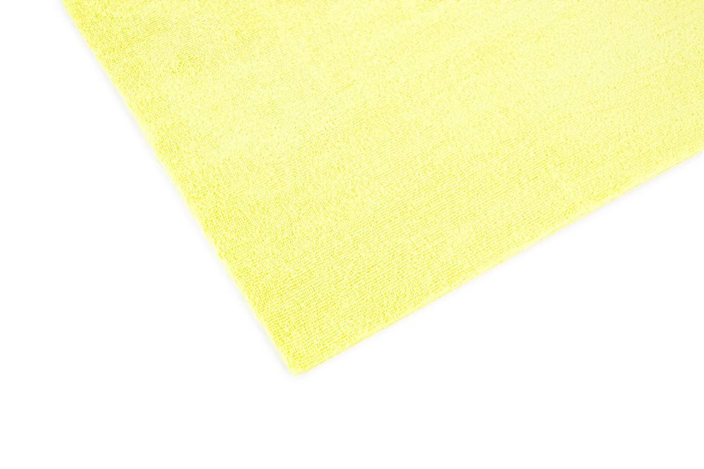 The Rag Company towel size comparison beside a hand showing 16x16 inches