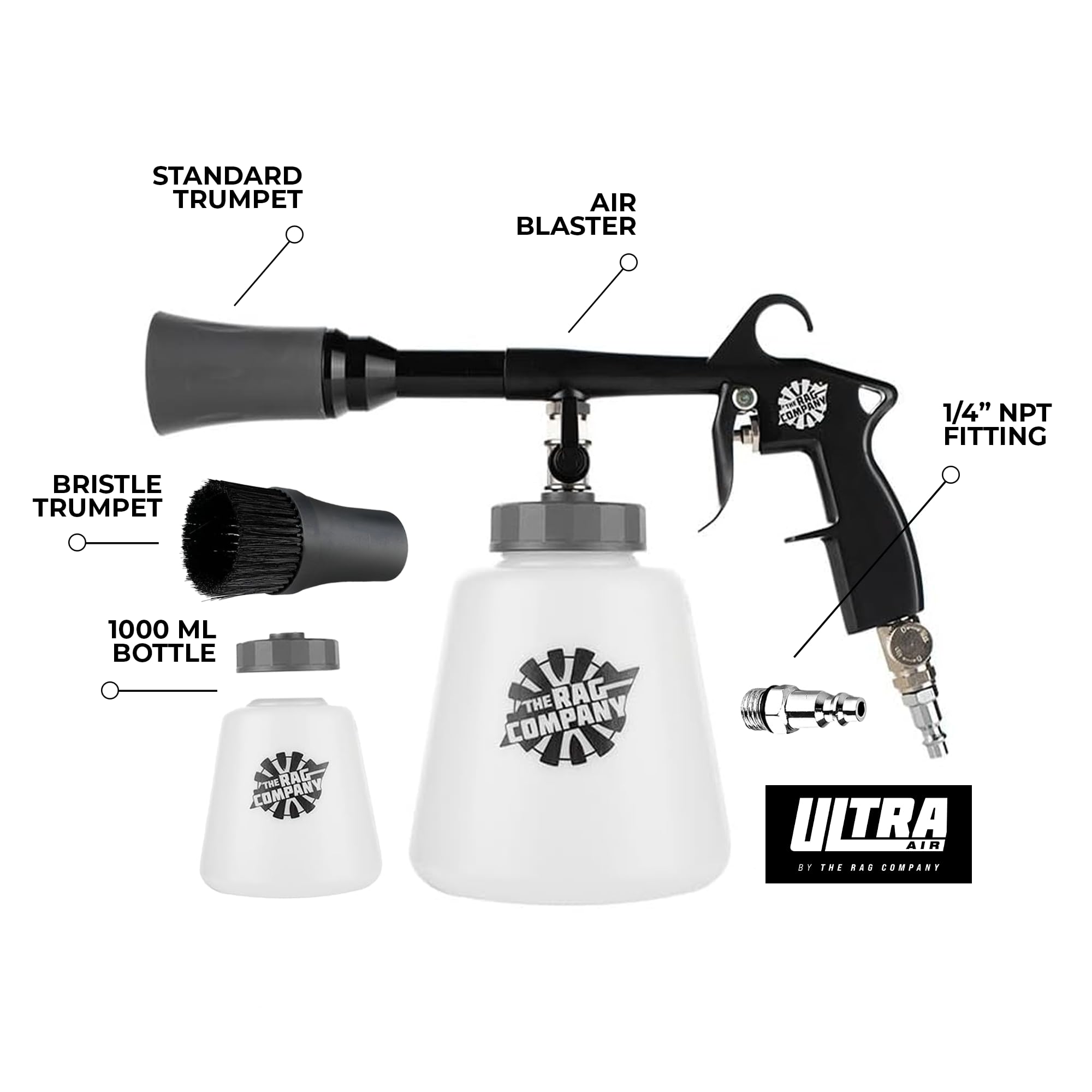 The Rag Company metal body close-up highlighting durability and ergonomic trigger for workshop use