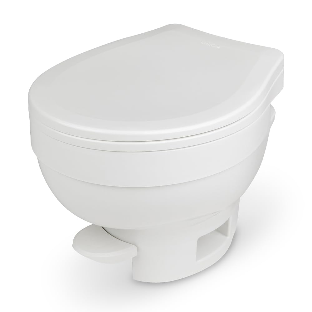 Thetford Aqua-Magic VI front profile showing compact footprint and wall proximity benefits