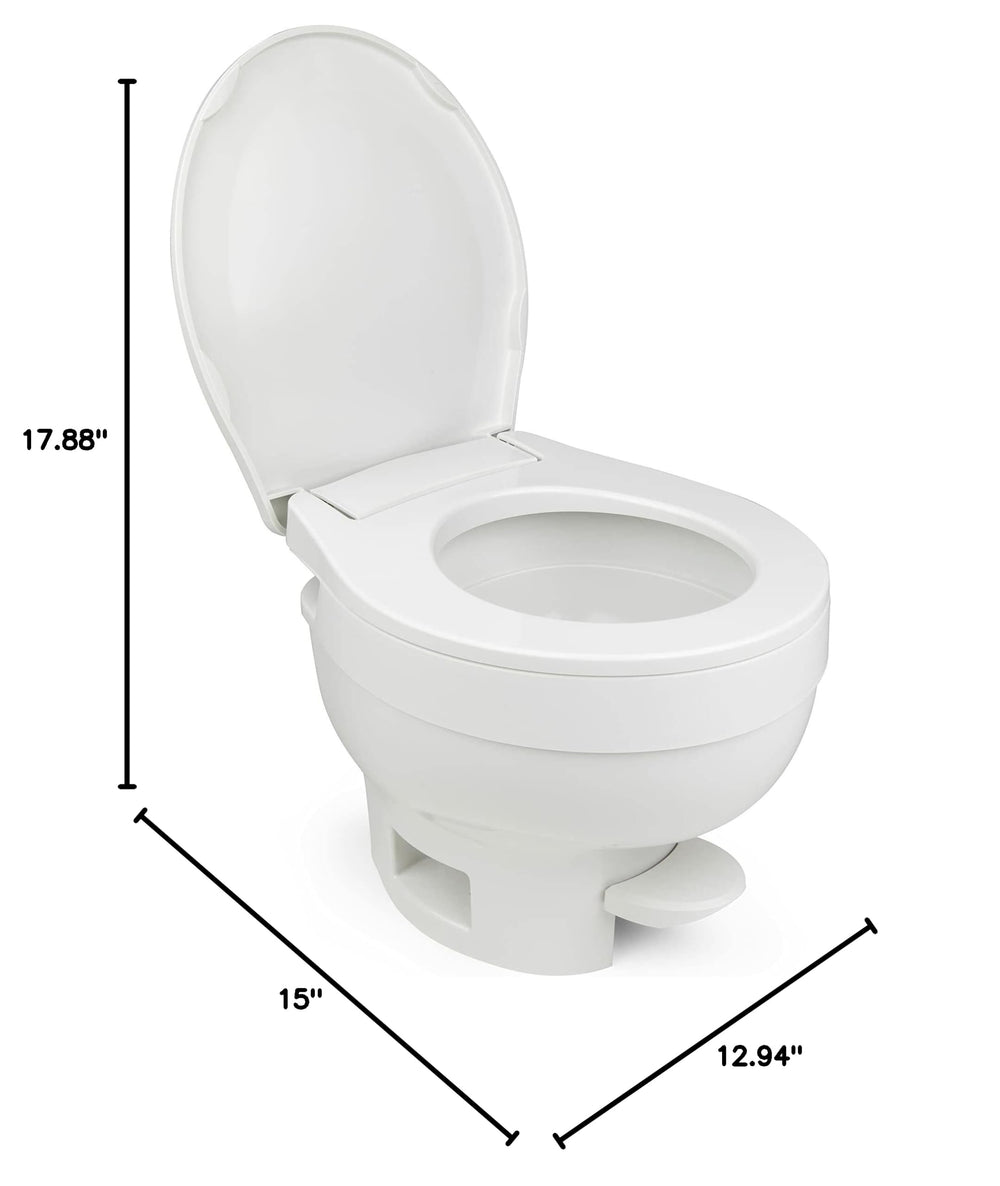 Thetford Aqua-Magic VI installed in RV bathroom demonstrating space-saving and usability